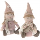 Кукла от плат, момче / момиче, сиво и розово, 21 см