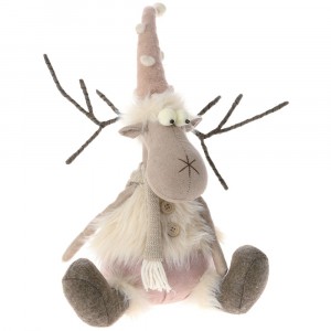 Елен от плат, сиво и розово, 45 см