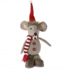 Мишле от плат, кафяво с червена шапка, 36 см