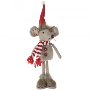 Мишле от плат, кафяво с червена шапка, 42 см