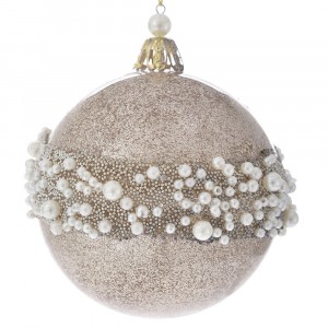Топка пластик с перли, шампанско, Ф 8 см