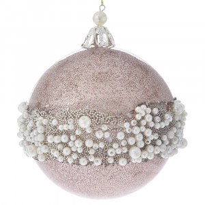 Топка пластик с перли, розова, Ф 8 см