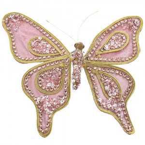 Пеперуда кадифе с маниста, розово, 20 см