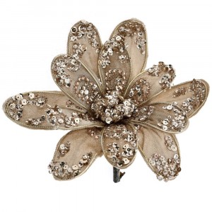 Цвете с шипка, кадифе с маниста, шампанско, 20 см