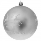 Топка MERRY CHRISTMAS с елени, сребро, гланц и мат, 12 бр. 8 см