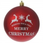 Топка MERRY CHRISTMAS с елени, червена, гланц и мат, 9 бр. 10 см