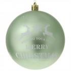 Топка MERRY CHRISTMAS с елени, светло зелена, гланц и мат, 9 бр. 10 см