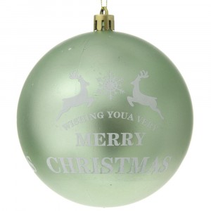 Топка MERRY CHRISTMAS с елени, светло зелена, гланц и мат, 9 бр. 10 см