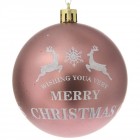 Топка MERRY CHRISTMAS с елени, пепел от рози, гланц и мат, 9 бр. 10 см