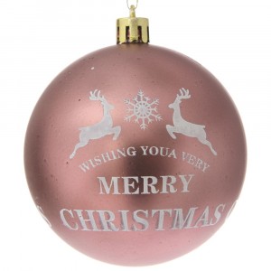 Топка MERRY CHRISTMAS с елени, пепел от рози, гланц и мат, 9 бр. 10 см