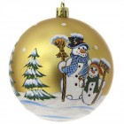 Топка пластик, златна, Снежко, мат и гланц, к-т  6 бр., 8 см