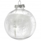 Топка пластик, прозрачна с перо , к-т  4 бр., 10 см