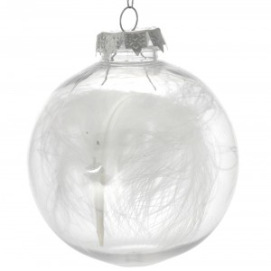 Топка пластик, прозрачна с перо , к-т  4 бр., 10 см