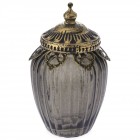 Ваза опушено стъкло с метален обков и капак, Ф8х15 см