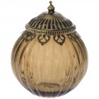 Буркан кафяво стъкло с метален обков и капак, Ф16х19см