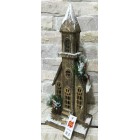 Дървена  заснежена  къща с 10 LED лампички, опушена, 17х10х38 см