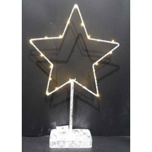 Метална светеща звезда с 20 LED лампички, сребро, 40 см