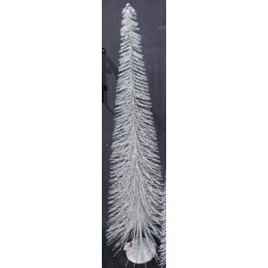 Елха пластик с метална основа, бяла, брокат, 60 см