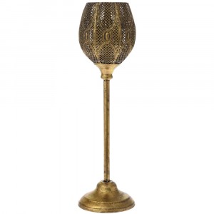 Метален свещник чаша, злато, Ф15х15 см