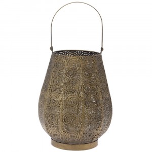 Метален светилник, злато, Ф25х30 см