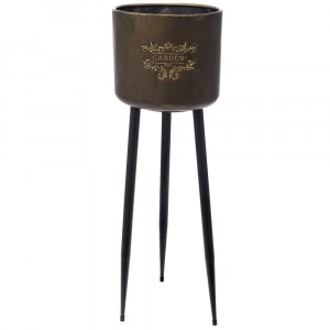 Метална кашпа, мед, 26х79 см