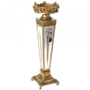 Свещник, полирезин, злато, 10х10х35 см