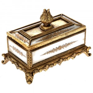 Кутия за бижута, полирезин, злато, 19х11х13 см