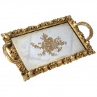 Поднос с огледална основа, полирезин, злато, 33х18 см