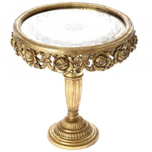 Поставка с огледална основа, полирезин, злато, Ф30х32 см