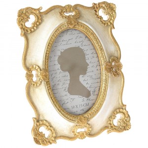 Фото рамка, полирезин, крем и злато, 18х22 см