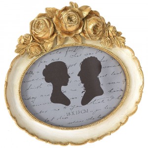 Фото рамка, полирезин, крем и злато, 22х21 см