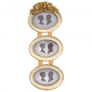 Фото рамка 3 -ка, полирезин, крем и злато, 19х50 см