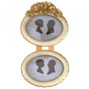 Фото рамка 2 - ка, полирезин, крем и злато, 22х39 см