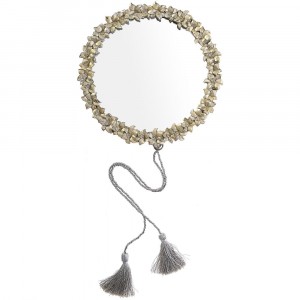 Огледало с пискюли, полирезин, злато и сребро, Ф31 см