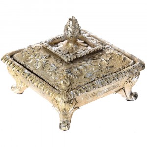 Кутия за бижута, полирезин, злато и сребро, 14х14х12 см