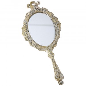 Ръчно огледало, полирезин, злато и сребро, 14х30 см