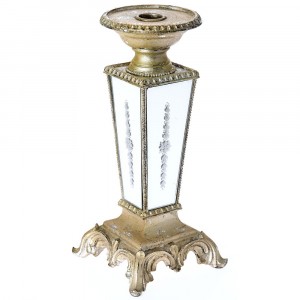 Свещник, полирезин, злато и сребро, 11х11х25 см