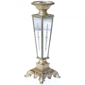 Свещник, полирезин, злато и сребро, 11х11х32 см