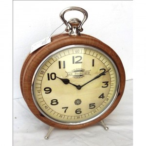 Настолен часовник от масивно дърво и инокс, 26х16х32 см