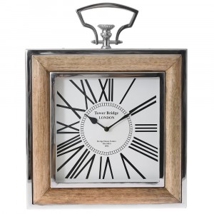 Стенен часовник от масивно дърво и инокс, 35х46 см