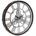 Стенен часовник от дърво и инокс, Ф48 см