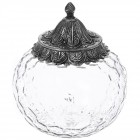 Буркан прозрачно стъкло с метален капак, сребро, Ф14х18см