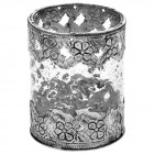 Стъклен свещник с метална декорация, Ф11х13 см