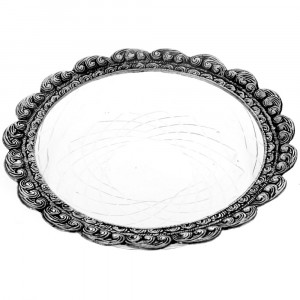 Стъклена чиния с метална декорация, Ф20 см