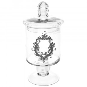 Стъклен буркан с капак, изчистено стъкло, щампа, Ф11х21 см