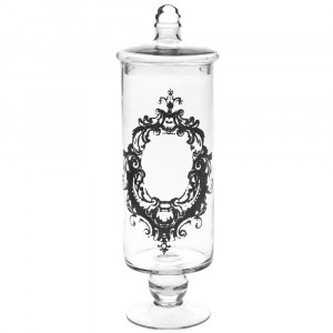 Стъклен буркан с капак, изчистено стъкло, щампа, Ф11х32 см