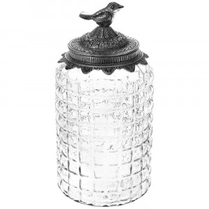 Стъклен буркан с метален капак /пиле/, Ф16х22 см