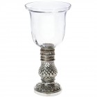 Стъклен свещник със сребърна основа, Ф11х21 см