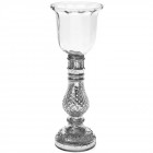 Стъклен свещник със сребърна основа, Ф11х31 см