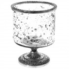 Стъклен свещник с метална декорация, Ф14х17 см